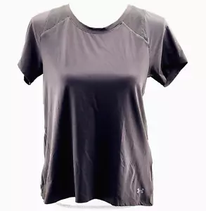 Under Armour Women's Fitted HeatGear Tee Crew Neck Pullover Split Back Gray Sz M - Picture 1 of 6