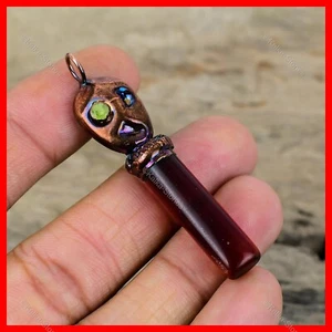 Natural Carnelian Green Tourmaline New Electroformed Boho Pendant Jewelry Copper - Picture 1 of 6