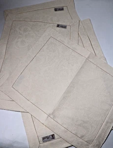 6 manteles individuales Busatti Cream Donna di Coppe Jacquard de lino y algodón 16"x20" - Imagen 1 de 5
