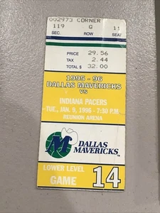 Boleto de baloncesto 1996 9 de enero Dallas Mavericks Indiana Pacers Jason Kidd, Miller - Imagen 1 de 8