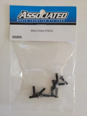 Team Associated #25203 Tornillo hexagonal de cabeza plana M3x12 mm Paquete de 10 nuevos en paquete sellado Foto 1 de 4