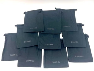 10pcs Chanel Black Makeup Jewelry Pouch Drawstring Small Bag Authentic - Picture 1 of 8
