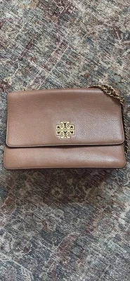 Tory Burch Flap Convertible Shoulder Bag in pebbled leather.   - Image 1 of 4