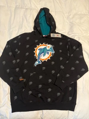 NUEVO Mitchell & Ness Miami Dolphins Sudadera con Capucha Polar Estampado Completo Para Hombre Talla XL Foto 1 de 4