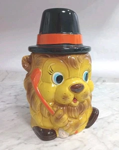 Vtg 60s Golfing Lion Golfer 10" Cookie Jar Top Hat Golf Ball Club Ceramic JAPAN - Picture 1 of 18