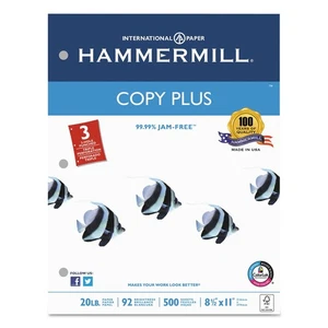 Hammermill 105031 Copy Plus Copy Paper, 3-Hole Punch, 92 Brightness, 20lb, Ltr, - Picture 1 of 8