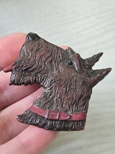 Art Deco 1920's Scottie Head Large Brooch Amazing On Early Plastic Or Bakelite - Picture 1 of 8