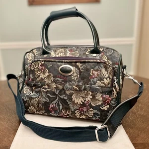 Vintage 90s Atlantic Tapestry Luggage Carry On Suitcase Overnight Travel Bag - Picture 1 of 12