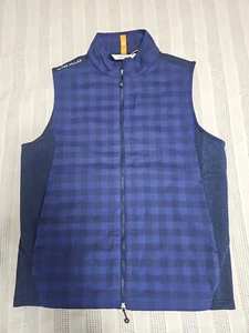 Peter Millar NEW "Performance Flannel" Full-Zip Navy Blue Golf Vest SZ Medium - Picture 1 of 14