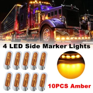 10PCS Amber 4 LED Clearance Side Marker Lights for Car Truck Trailer Pickup Boat - Bild 1 von 11