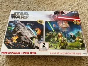 2 Pack Star Wars Puzzle 500pc each Prime 3D Lenticular Millennium Falcom 24"x18" - Picture 1 of 1