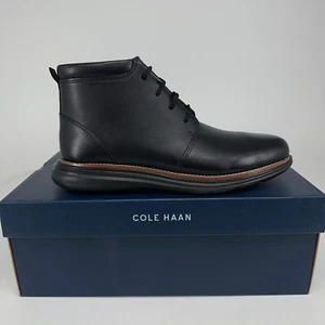 Stivali COLE HAAN Grand+ Plus Ultra Chukka Uomo 11,5 Pelle Nera Leggeri NUOVI - Foto 1 di 8