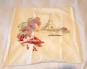 Rare Pottery Barn Bateau Toile Asian Embroidered Throw Pillow Cover 16" Square - Picture 1 of 4