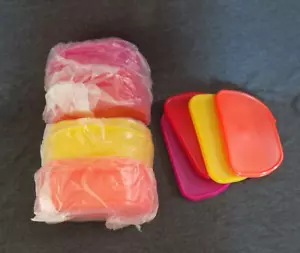 Tupperware Sandwichbehälter halb stapelbar heiße Farben orange gelb rosa rot - Bild 1 von 4