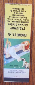 PIN-UP GIRLIE MATCHBOOK COVER: TRAILWAY TANKSTELLE WHITE MARSH, VA 1943 -D17 - Bild 1 von 2