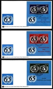 UNITED NATIONS NY+ SCOTT # 1011A, SET OF 3 FDC COVERS 2010, 65th ANNIVERSARY - Picture 1 of 4