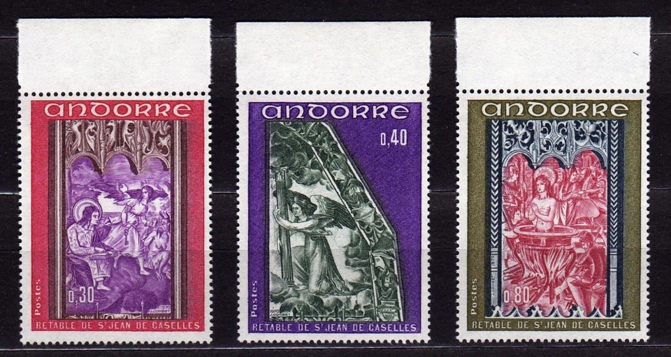 ANDORRA, FRANCÉS #199-201 MNH REVELACIÓN (DEL ALTAR DE SAN JUAN, CASELLES) Foto 1 de 1