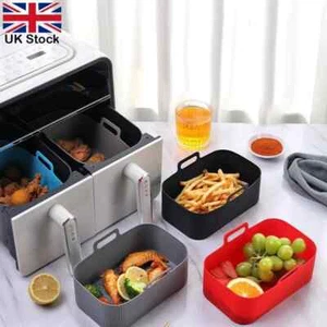 2x Silicone Pot for Air Fryer Dual Basket Liner Handle Baking Pan Fit For Ninja - Picture 1 of 23