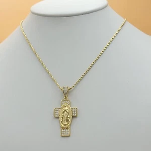 Colgante y cadena enchapados en oro 14K Nuestra Señora - Virgen Guadalupe. Laminado dorado - Imagen 1 de 7