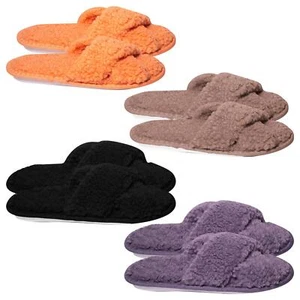 A2Z Women Mule Slippers Crossover Cozy Fur Memory Foam Fluffy Comfortable Slider - Picture 1 of 5