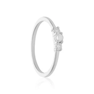950 Platinum Diamond and Freshwater Pearl Engagement Ring, Size Adjustable - Picture 1 of 6