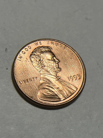 1993 Lincoln Penny DIE LAMINATION ERROR No Mint Mark Full Steps AM Close STRIKE Cover