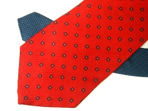 Tommy Hilfiger Mens Necktie Tie Red Navy Blue Geometric Two-Tone 56" Short - Foto 1 di 4