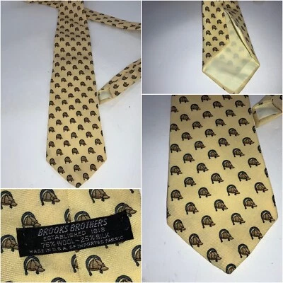 Brooks Brothers Corbata Cuello Amarillo Herraduras Cascos Lana Seda 3.25” YGI L2-289 Foto 1 de 4