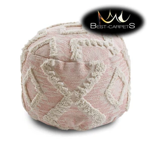 Modern beautiful POUFFE "CYLINDER" for sitting 50x50x50cm pink cream BOHO - Picture 1 of 8