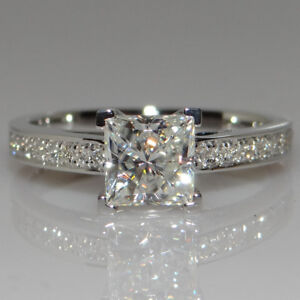 Handmade Princess Cut 1ct Engagement CZ 925 Silver Women Wedding Band Ring Sz4-9