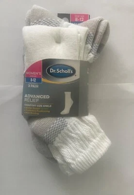 Dr Scholl's Women 3 Pair Advanced Relief Ankle Socks size 8-12 - Image 1 of 3
