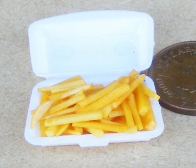 Dolls House Take Away Chips Fries Portion In Plastic Box 1:12 Scale Food tumdee - Image 1 of 4