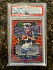 2021 Panini Prizm Rookie Autograph Red Wave Davis Mills RC Auto /149 PSA 9 MINT