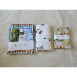 FABRIC, LOT OF 3 PIECES OF FABRIC FOR QUILTING IN DIFFERENT GOLFING PATTERNS - Picture 1 of 5
