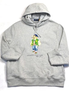 Polo Ralph Lauren Fleece Bear Hoodie Heather Gray Pullover Mens XL NWT - Picture 1 of 4