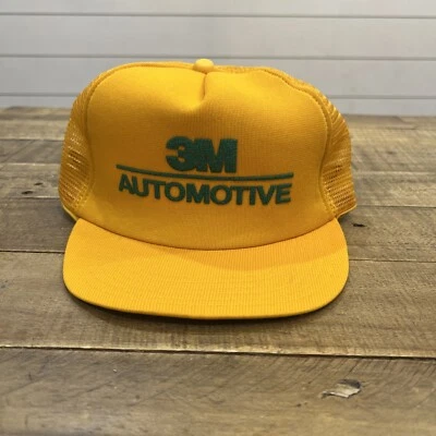 Sombrero amarillo camionero automotriz vintage 3M hecho en EE. UU. Foto 1 de 4
