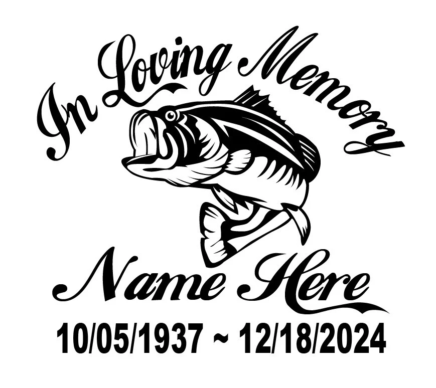 STICKER DECAL VINYL In Loving Memory - Fisherman Bass Sticker Decal Fishing Memorial Personalized #2