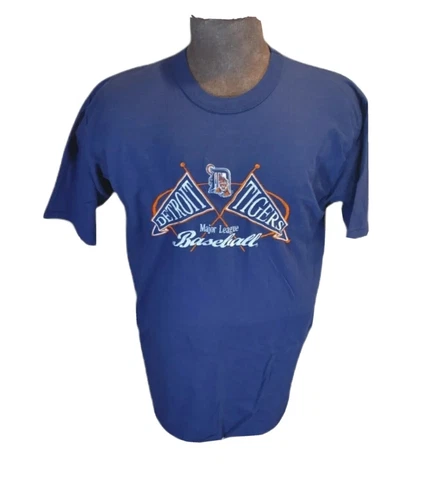 Detroit Tigers T-Shirt Vintage Men’s MLB Baseball Pennant Large Blue Logo7 USA Cover