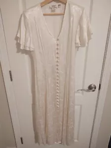 Vintage elfenbeinfarbenes Kleid Jody California 70er Jahre Boho Prairie Land Hochzeit Größe 9 - Bild 1 von 4