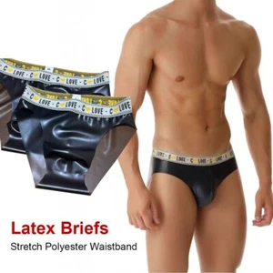 Latex Briefs for Men Rubber Shorts Underwear Tight Panties Fetish Party - Picture 1 of 4