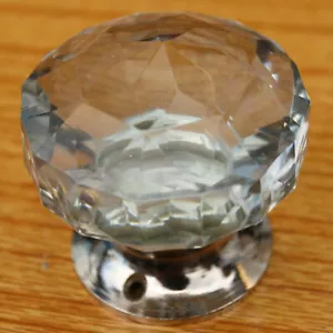 glass door knob, large crystal cut multifaceted Chrome base (single) Beautiful - Picture 1 of 3