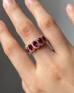 Anello donna matrimonio regalo, tormalina forma ovale nuovo design anello, miglior anello argento - Foto 1 di 5
