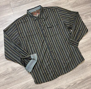 Scully Floral Striped Button Pearl Snap Shirt Western Rodeo Flip Cuff Mens 2XL - Picture 1 of 14