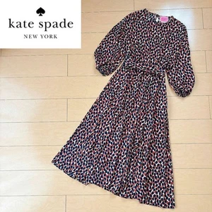 Kate Spade Leopard Print Long Dress Size S 160/84A Red Nearly Unused HN4205 - Picture 1 of 15