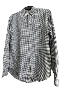 Vintage Ralph Lauren 100% Cotton Stretch Blue Gingham Check Shirt M Classic Fit - Picture 1 of 10