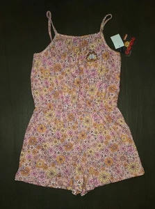 NWOT GIRLS NICKELODEON GARFIELD FLORAL SHORTS ROMPER OUTFIT SIZE M - Picture 1 of 3