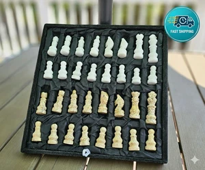 Marble Chess Pieces, storage tray, white & brown, birthday gift for him-New - Picture 1 of 11