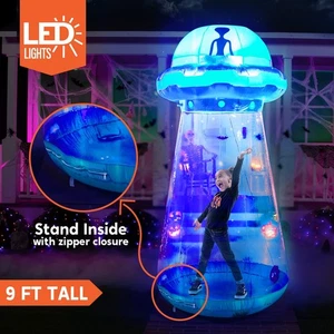 9 Fuß Halloween aufblasbares UFO Alien Dekoration mit eingebauten LEDs Outdoor Hof  - Bild 1 von 8