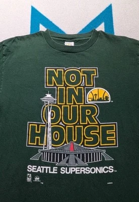 Camisa Seattle Supersonics De Colección No En Nuestra Casa Hecha en EE. UU. Puntada Única Grande Foto 1 de 4