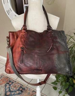 Bed Stu XL Rockaway Shoulder Bag Tote Bird of Paradise Tie Dyed Leather Ombre - Image 1 of 4